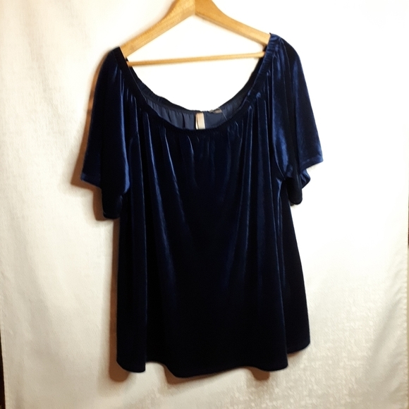 Penningtons Dress Top Navy Blue Velvet Size 1xl - Picture 2 of 4